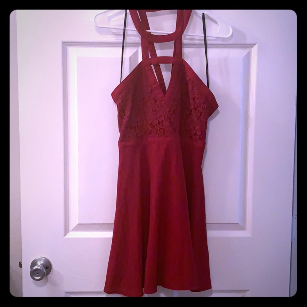 Lulu’s medium red dress with lace top
